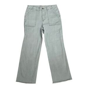 Faherty Womens Organic Cotton Crop Pants Size 28 Sage Green Natural Eco Boho